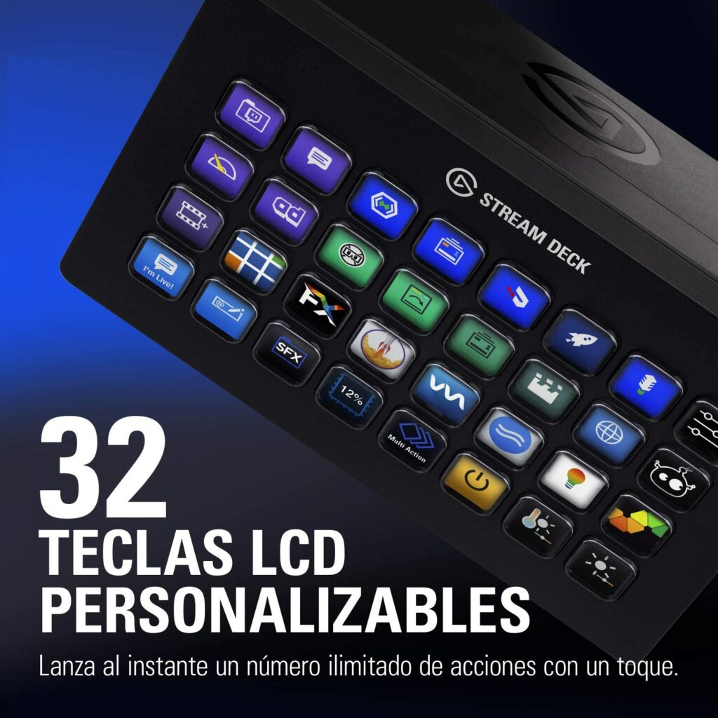  Elgato Stream Deck XL – Controlador avanzado de estudio, 32 teclas macro, activa acciones en apps y software como OBS, Twitch, ​YouTube y otros