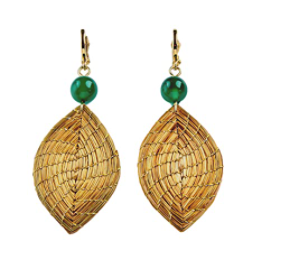 Pendientes Hoja Cuarzo Verde Oro Vegetal