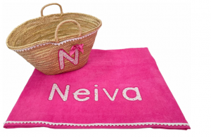 Conjunto capazo Mimbre+Toalla de Playa Personalizada