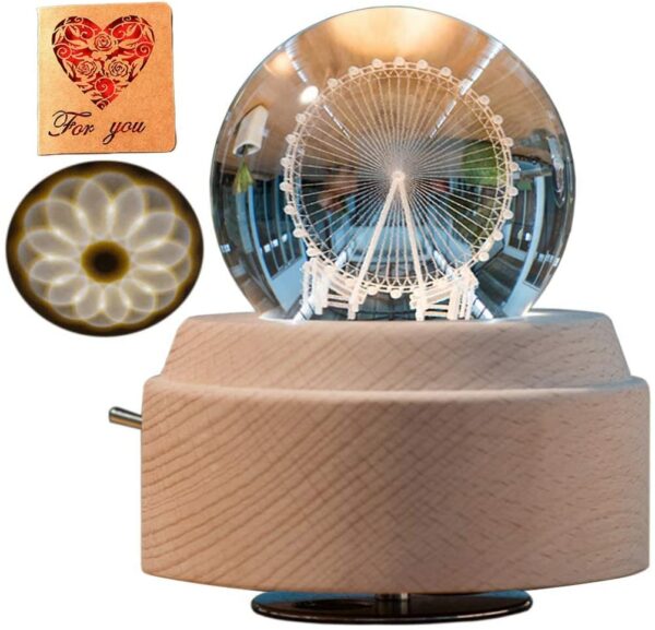 Bola De Cristal 3D Luminosa y Giratoria